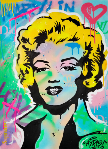 Painting titled "Marilyn Monroe" by Alessio Hassan Alì (Hipo), Original Artwork, Spray paint