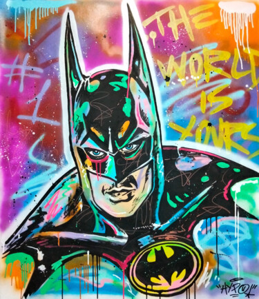 Painting titled "Batman - The world…" by Alessio Hassan Alì (Hipo), Original Artwork, Spray paint