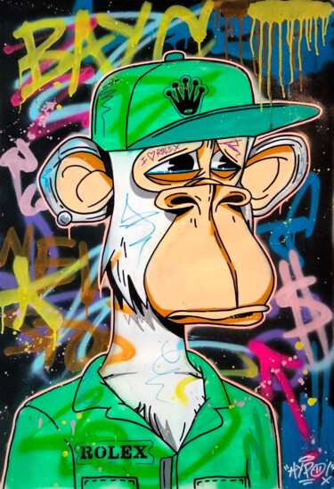 Painting titled "Bored Ape Yatch Clu…" by Alessio Hassan Alì (Hipo), Original Artwork, Spray paint