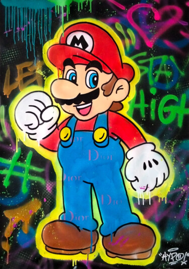 Painting titled "Super Mario" by Alessio Hassan Alì (Hipo), Original Artwork, Spray paint