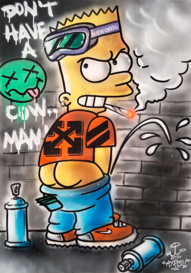 Painting titled "Bart Rebels" by Alessio Hassan Alì (Hipo), Original Artwork, Spray paint