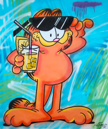 Painting titled "Garfield - Summer M…" by Alessio Hassan Alì (Hipo), Original Artwork, Spray paint