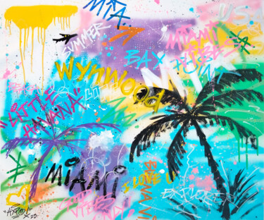 Malerei mit dem Titel "Miami Vibes" von Alessio Hassan Alì (Hipo), Original-Kunstwerk, Sprühfarbe