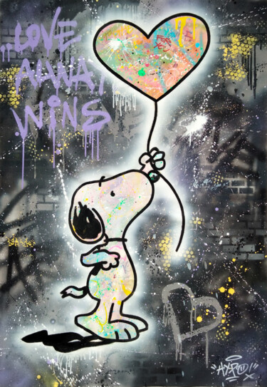 Pintura intitulada "Snoopy - Driven by…" por Alessio Hassan Alì (Hipo), Obras de arte originais, Tinta spray