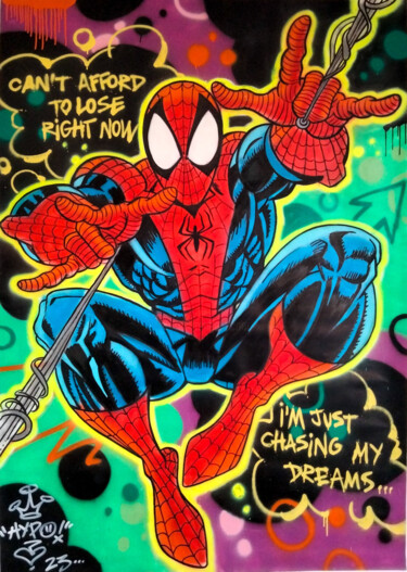 Peinture intitulée "Spider-Man" par Alessio Hassan Alì (Hipo), Œuvre d'art originale, Bombe aérosol