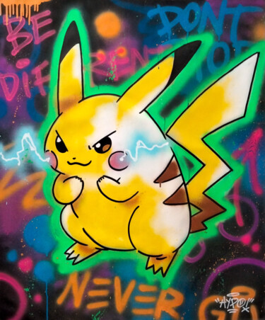 Peinture intitulée "Pikachu - Thunderbo…" par Alessio Hassan Alì (Hipo), Œuvre d'art originale, Bombe aérosol