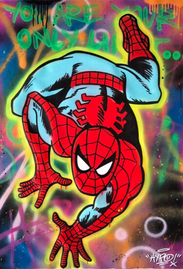 Painting titled "Spider-Man - You ar…" by Alessio Hassan Alì (Hipo), Original Artwork, Spray paint