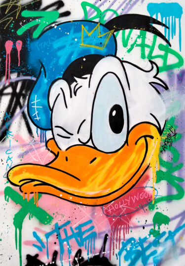 Картина под названием "Donald Duck" - Alessio Hassan Alì (Hipo), Подлинное произведение искусства, Рисунок распылителем крас…