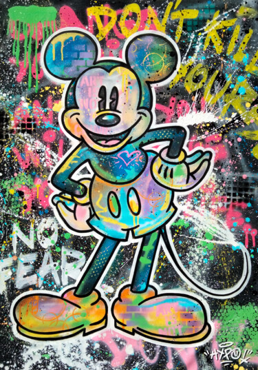 Pittura intitolato "Mickey mouse - If y…" da Alessio Hassan Alì (Hipo), Opera d'arte originale, Spray