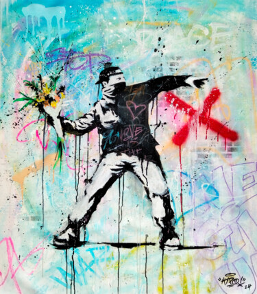 Painting titled "Hipo X Banksy - Flo…" by Alessio Hassan Alì (Hipo), Original Artwork, Acrylic