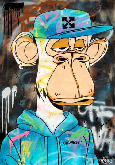 Painting titled "Bored Ape Yacht Clu…" by Alessio Hassan Alì (Hipo), Original Artwork, Spray paint