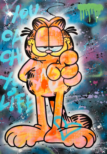 Painting titled "Garfield - You can…" by Alessio Hassan Alì (Hipo), Original Artwork, Spray paint