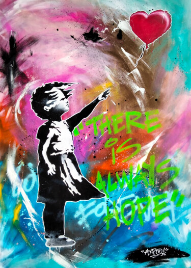 Pittura intitolato "Hipo X Banksy - Bal…" da Alessio Hassan Alì (Hipo), Opera d'arte originale, Acrilico