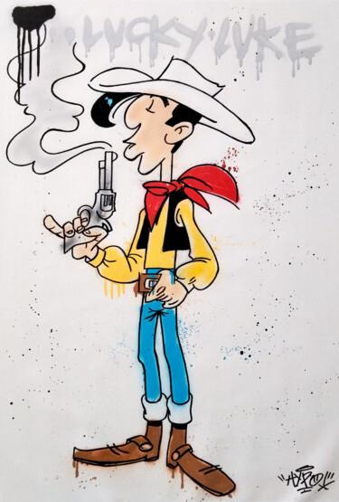 Painting titled "Lucky Luke #4" by Alessio Hassan Alì (Hipo), Original Artwork, Spray paint