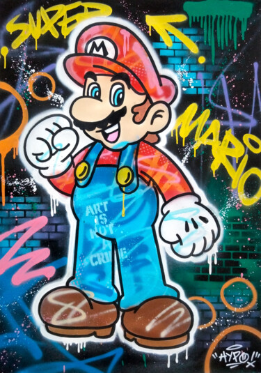 Malerei mit dem Titel "Super Mario - Graff…" von Alessio Hassan Alì (Hipo), Original-Kunstwerk, Sprühfarbe