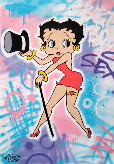 Painting titled "Magical Betty Boop" by Alessio Hassan Alì (Hipo), Original Artwork, Spray paint