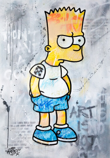 Painting titled "Bart X Off-White #2" by Alessio Hassan Alì (Hipo), Original Artwork, Acrylic