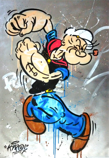 Painting titled "Popeye - It's time…" by Alessio Hassan Alì (Hipo), Original Artwork, Spray paint