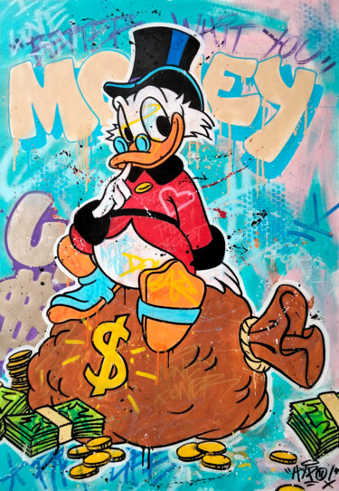 Malerei mit dem Titel "Scrooge McDuck - Be…" von Alessio Hassan Alì (Hipo), Original-Kunstwerk, Acryl