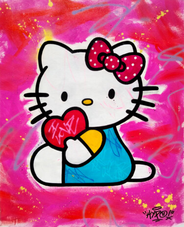 Painting titled "Hello Kitty - I lov…" by Alessio Hassan Alì (Hipo), Original Artwork, Acrylic