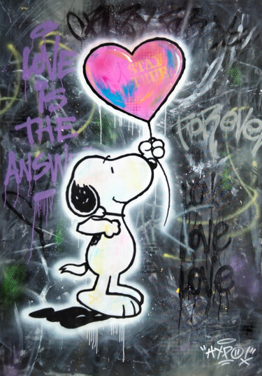 Painting titled "Snoopy - Love Is th…" by Alessio Hassan Alì (Hipo), Original Artwork, Acrylic