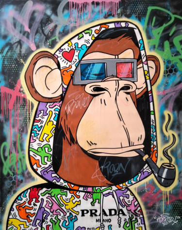 Malerei mit dem Titel "Bored Ape Yatch Clu…" von Alessio Hassan Alì (Hipo), Original-Kunstwerk, Acryl
