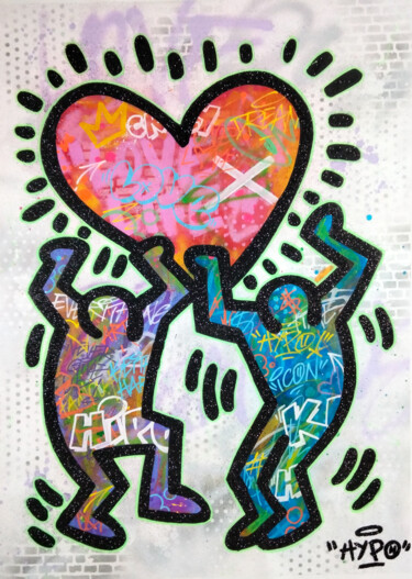 Pintura intitulada "Hipo X Keith Haring…" por Alessio Hassan Alì (Hipo), Obras de arte originais, Acrílico