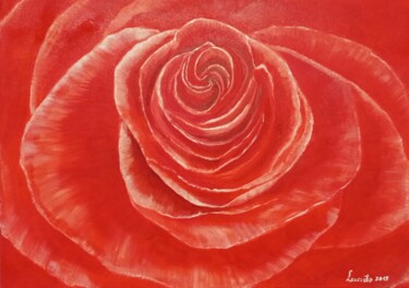 Painting titled "Rosa Rossa" by Alessio Levorato, Original Artwork, Oil