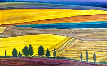 Painting titled "Campagna Toscana" by Alessio Levorato, Original Artwork, Oil
