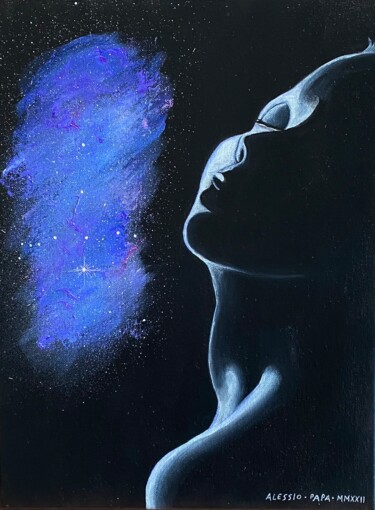 Painting titled ""Deneb" [Cygnus] (s…" by Alessio Papa, Original Artwork, Acrylic Mounted on Wood Stretcher frame