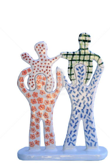 Sculpture titled "Happy-family  X 4 :…" by Aleth Manière, Original Artwork, Ceramics