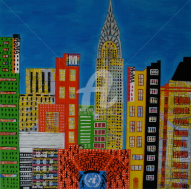 Painting titled "NEW YORK ONU" by Aleth Manière, Original Artwork, Acrylic