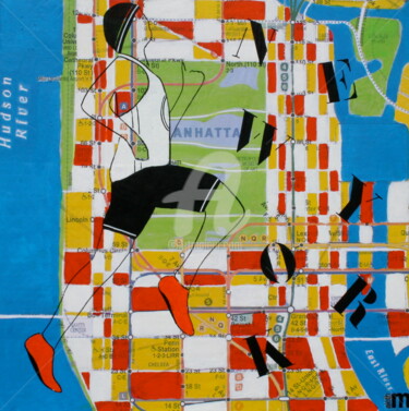 Schilderij getiteld "NEW YORK IRON MAN" door Aleth Manière, Origineel Kunstwerk, Acryl