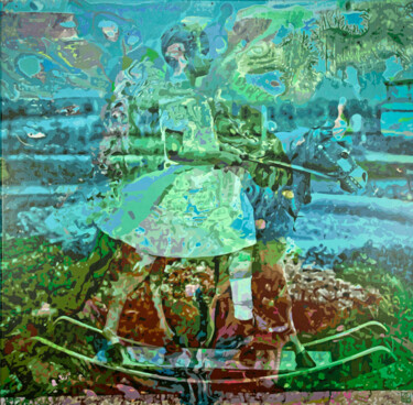 Painting titled "Девочка с лошадкой" by Aleksei Timokhin, Original Artwork, Acrylic
