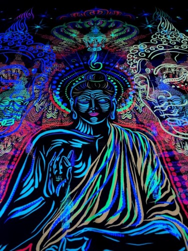Arts numériques intitulée "Buddha Star Blackli…" par Alex Anahart, Œuvre d'art originale, Travail numérique 2D