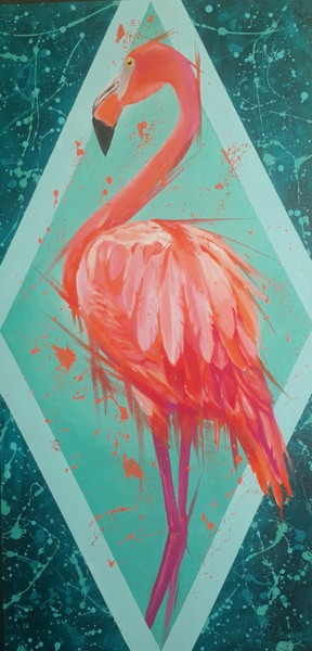 Pittura intitolato "Flamingo Pavlik" da Alex Bark, Opera d'arte originale, Acrilico