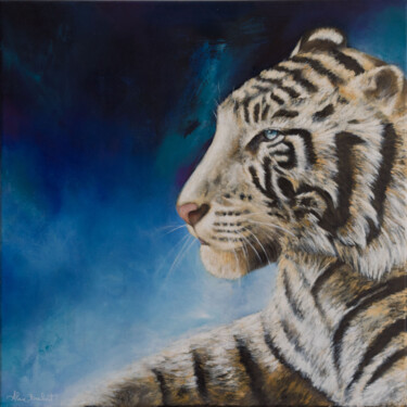 Peinture intitulée "Tigre blanc" par Alex Boulant, Œuvre d'art originale, Huile