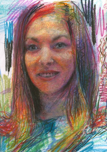 Drawing titled "Portrait  of a woman" by Alex Buzunov, Original Artwork, Pastel
