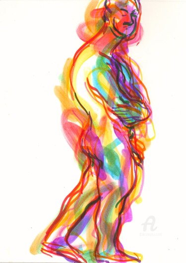 Рисунок под названием "Male figure I" - Alex Buzunov, Подлинное произведение искусства, Маркер