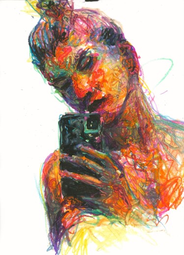 Dessin intitulée "Female portrait" par Alex Buzunov, Œuvre d'art originale, Conté