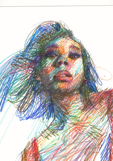 Untitled female portrait II Rysunek zatytułowany „Untitled female por…” autorstwa Alex Buzunov, Oryginalna praca, Marker