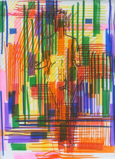 Dessin intitulée "Standing nude" par Alex Buzunov, Œuvre d'art originale, Marqueur