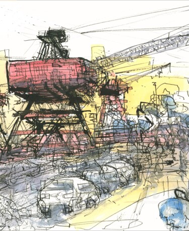 Red Hook Dessin intitulée "Red Hook" par Alex Buzunov, Œuvre d'art originale, Encre