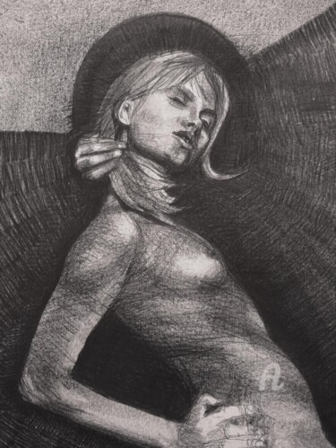Drawing titled "Saint of feminism" by Alex Buzunov, Original Artwork, Graphite