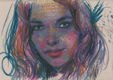 Disegno intitolato "Portrait" da Alex Buzunov, Opera d'arte originale, Matite colorate
