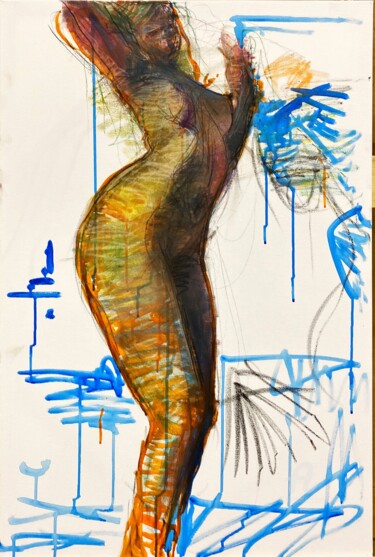 Peinture intitulée "Sunbathing nude 2" par Alex Buzunov, Œuvre d'art originale, Acrylique