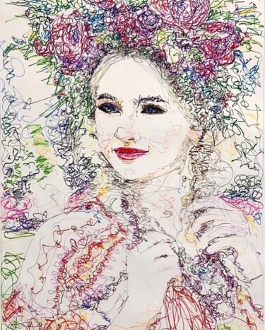 Drawing titled "Ukrainian woman" by Alex Buzunov, Original Artwork, Marker