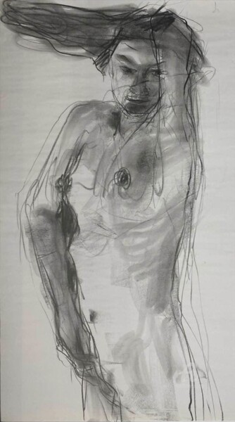 Zeichnungen mit dem Titel "Nude in charcoal" von Alex Buzunov, Original-Kunstwerk, Kohle