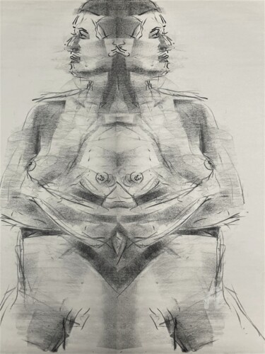 Zeichnungen mit dem Titel "Reflection" von Alex Buzunov, Original-Kunstwerk, Kohle
