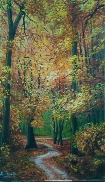 Pintura intitulada "Cores do outono" por Alex Carvalho, Obras de arte originais, Acrílico Montado em Painel de madeira